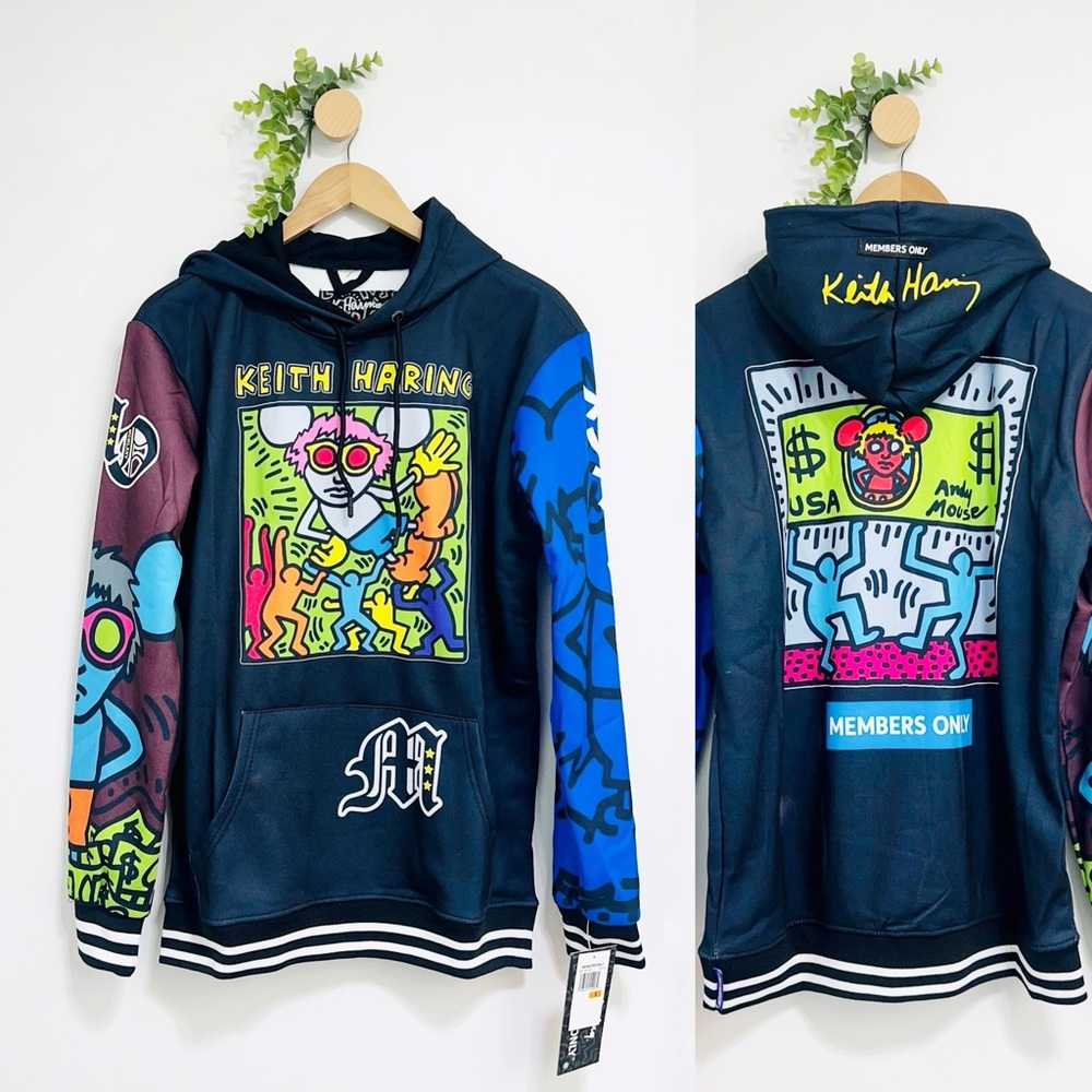 Members Only NWT Keith Haring Andy Mouse Swatch Watch Pullover Hoodie